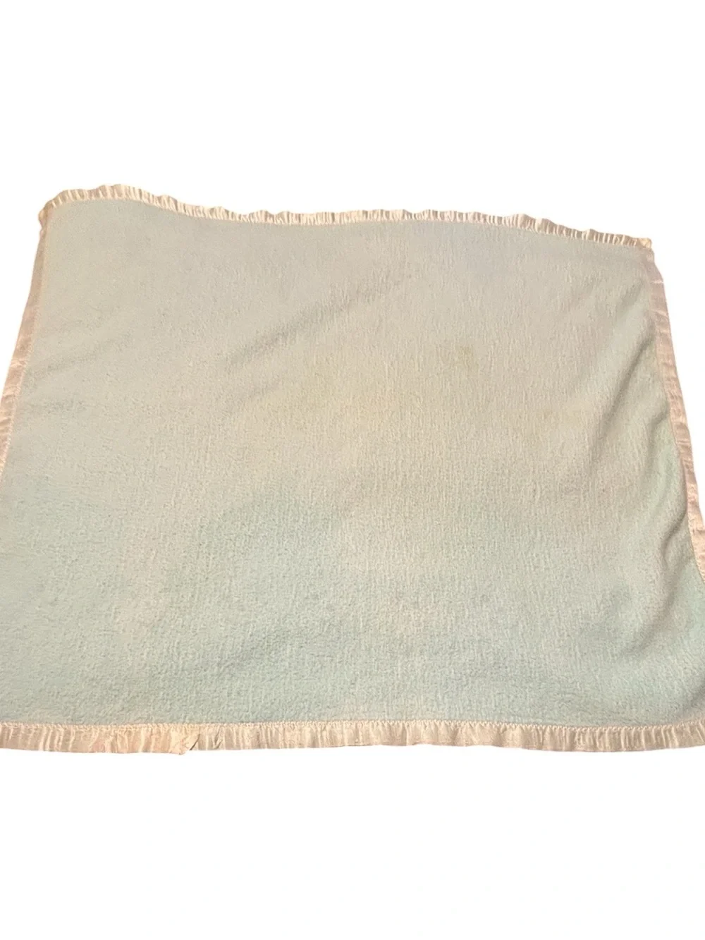 Vintage Green Baby Blanket Gray White Kitten Cats Blue Eyes Satin Trim Nursery